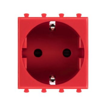 Изображение Розетка 1-м 2мод. Avanti "Красный квадрат" 16А IP20 2P+E защ. шторки красн. DKC 4401002