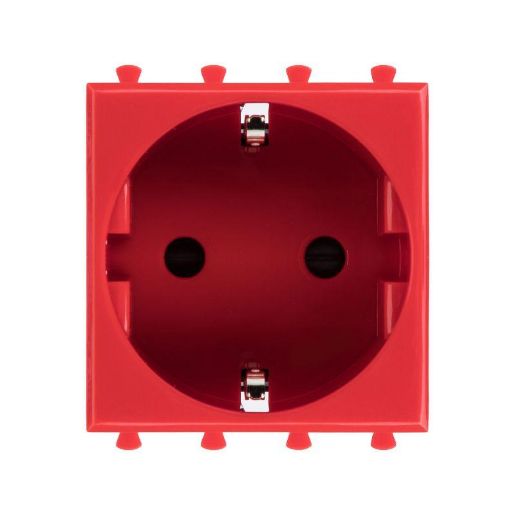Изображение Розетка 1-м 2мод. Avanti "Красный квадрат" 16А IP20 2P+E защ. шторки красн. DKC 4401002