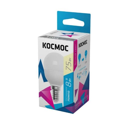 Изображение Лампа светодиодная GL45 8Вт E14 3000К 220В Космос Lksm_LED8wGL45E1430