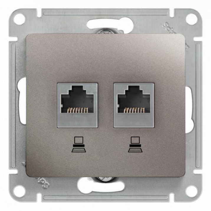 Изображение Розетка компьютерная 2-м Glossa RJ45 кат.5E механизм платина SE GSL001285KK