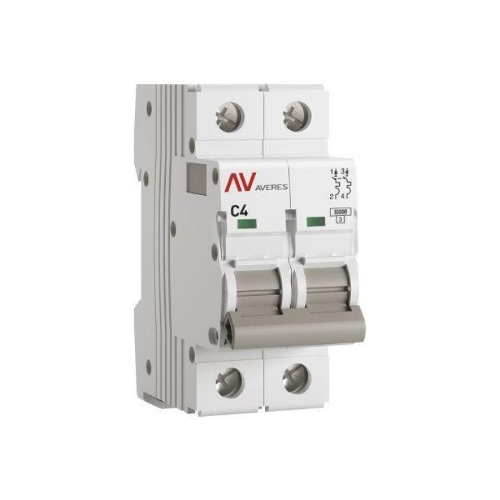 Изображение Выключатель автоматический модульный 2п C 4А 10кА AV-10 AVERES EKF mcb10-2-04C-av