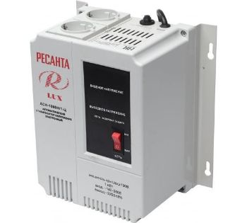 Изображение Стабилизатор напряжения АСН-1000 Н/1-Ц Lux 1ф 1кВт IP20 настен. релейный с двумя розетками Ресанта 63/6/14