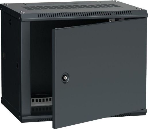 Изображение Шкаф 19 дюйм LINEA W 9U 600х450мм настен. метал. дверь RAL9005 ITK LWR5-09U64-MF