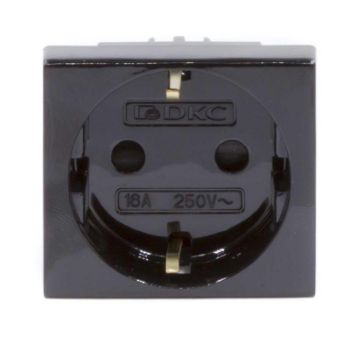 Изображение Розетка 1-м 2мод. Viva 16А IP20 2P+E с заземл. защ. шторки черн. DKC 45205
