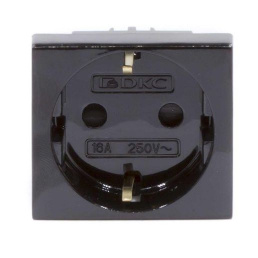 Изображение Розетка 1-м 2мод. Viva 16А IP20 2P+E с заземл. защ. шторки черн. DKC 45205
