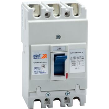 Изображение Выключатель автоматический 25А 8кА OptiMat E100L025 УХЛ3 КЭАЗ 100002