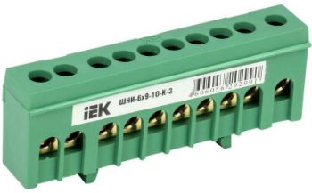 Изображение Шина PE "земля" в корп. изол. на DIN-рейку ШНИ-6х9-10-К-З IEK YNN10-69-10KD-K06