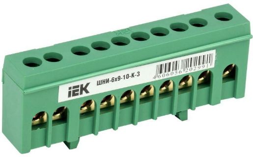 Изображение Шина PE "земля" в корп. изол. на DIN-рейку ШНИ-6х9-10-К-З IEK YNN10-69-10KD-K06