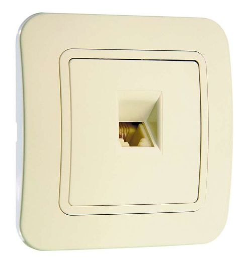 Изображение Розетка телефонная 1-м СП Lillium 16А IP20 евро стандарт крем./крем. Makel 70214