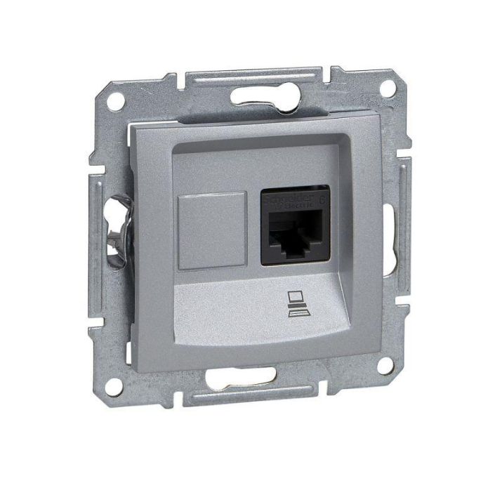 Изображение Розетка компьютерная 1-м СП Sedna RJ45 кат.5E UTP неэкранир. механизм алюм. SchE SDN4300160