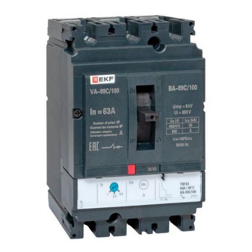Изображение Выключатель автоматический 3п 100/63А 36кА ВА-99C Compact NS PROxima EKF mccb99C-100-63
