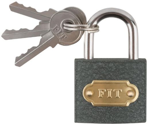 Изображение Замок навесной железный 32х28мм стальная дужка 5мм FIT 67132