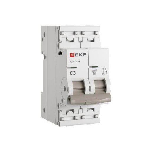 Изображение Выключатель автоматический 2п C 3А 4.5кА ВА 47-63N PROxima EKF M634203C