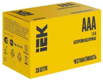 Изображение Элемент питания алкалиновый AAA/LR03 Alkaline бокс (уп.28шт) IEK ABT-LR03-OP-B28