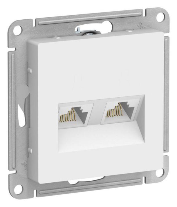 Изображение Розетка компьютерная 2-м AtlasDesign RJ45+RJ45 кат.5E механизм лотос SE ATN001385