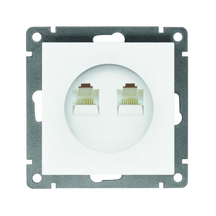 Изображение Розетка компьютерная 2-м СП Афина RJ45 кат.5E механизм бел. Universal A1086