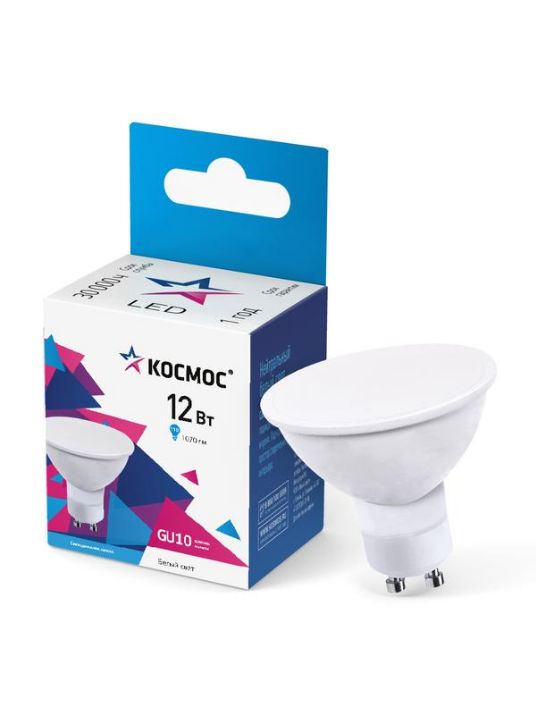 Изображение Лампа светодиодная GU10 12Вт 174-265В 4500К КОСМОС LkecLED12wGU10C45
