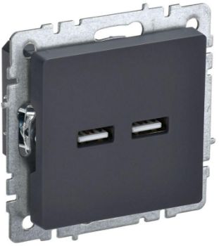 Изображение Розетка BRITE USB A+A 3.1А РЮ10-1-БрГ механизм графит IEK BR-U21-D31-K53