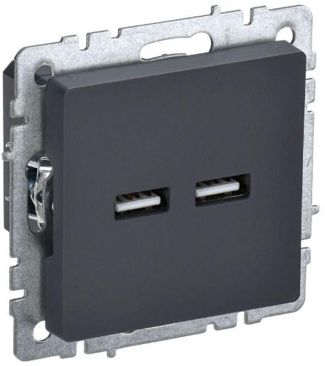 Изображение Розетка BRITE USB A+A 3.1А РЮ10-1-БрГ механизм графит IEK BR-U21-D31-K53