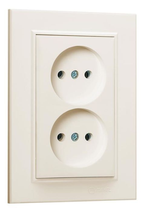 Изображение Розетка 2-м СП Karea 10А IP20 б/з крем. Makel 56010017