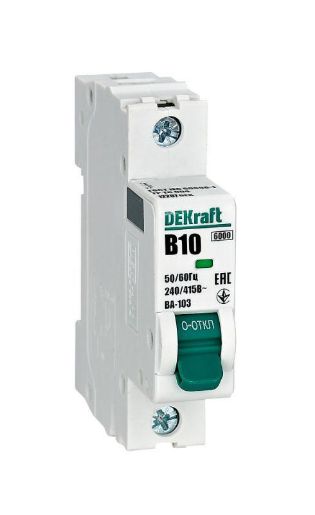 Изображение Выключатель автоматический модульный 1п B 10А 6кА ВА-103 DEKraft 12207DEK