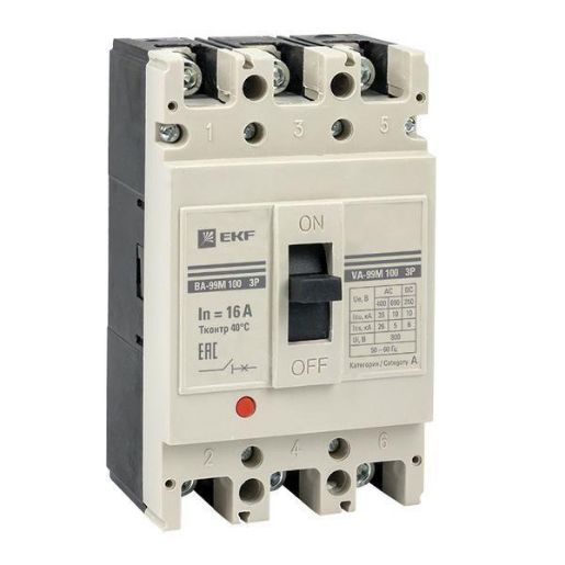 Изображение Выключатель автоматический 3п 100/16А 35кА ВА-99М PROxima EKF mccb99-100-16m