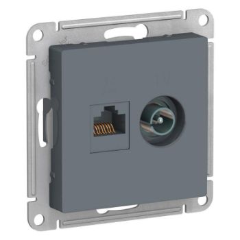 Изображение Розетка компьютерная + телевизионная 2-м AtlasDesign RJ45 кат.5E + TV механизм грифель SE ATN000789