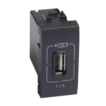 Изображение Розетка USB Mosaic 1мод. 1.1А 230/5В антрацит Leg BTC L4285C1