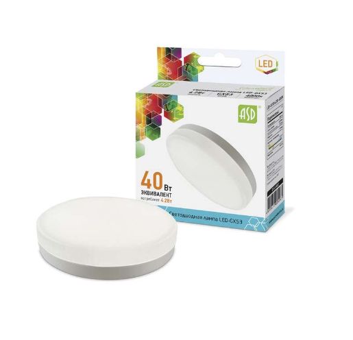 Изображение Лампа светодиодная LED-GX53-standard 4.2Вт таблетка 4000К нейтр. бел. GX53 380лм 160-260В ASD 4690612005065