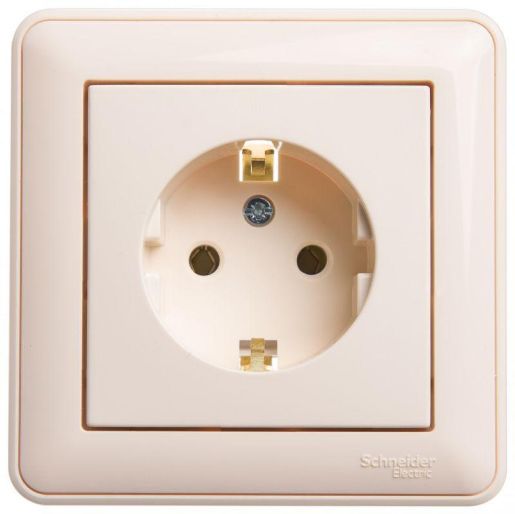 Изображение Розетка 1-м СП W59 16А IP20 с заземл. без защ. шторок сл. кость SE RS16-154-28