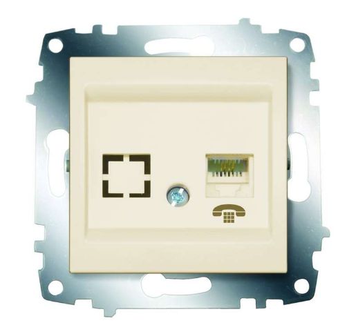 Изображение Розетка телефонная 1-м Cosmo RJ11 + гнездо механизм крем. ABB 619-010300-221