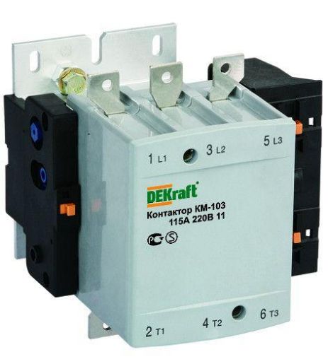 Изображение Контактор КМ-103 150А кат. 220В AC 1НО+1НЗ AC-3 DEKraft 22152DEK
