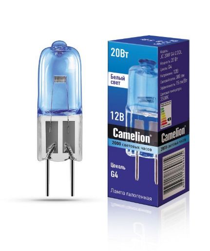 Изображение Лампа галогенная JC 20Вт 12В g4 COOL Camelion 11465