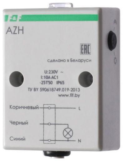 Изображение Фотореле AZH (встроен. фотодатчик монтаж на плоскость 230В 10А 1 НО IP65) F&F EA01.001.001