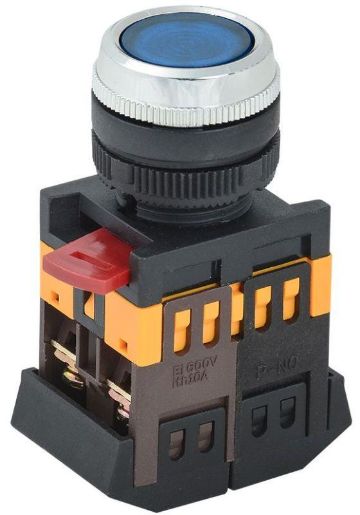 Изображение Кнопка ABLFS-22 d22мм 1з+1р 240В неон син. IEK BBT30-ABLFS-K07