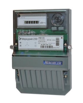 Изображение Счетчик Меркурий 230 AM-03 3ф 5-7.5А класс точн. 0.5S 1 тариф. импульс. вых. на панель мех. ОУ Инкотекс 00000032429