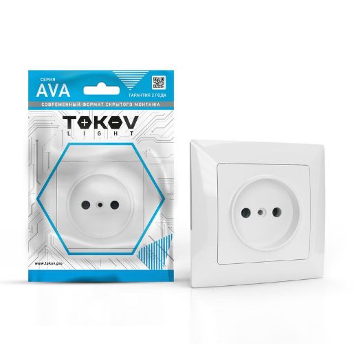Изображение Розетка 1-м СП AVA 16А IP20 без заземл. без защ. шторок в сборе бел. TOKOV LIGHT TKL-AV-R1F-C01