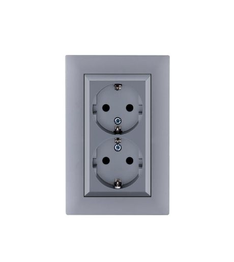 Изображение Розетка 2-я Karea RIZZ STAR с заземл. сер. Makel 88065082