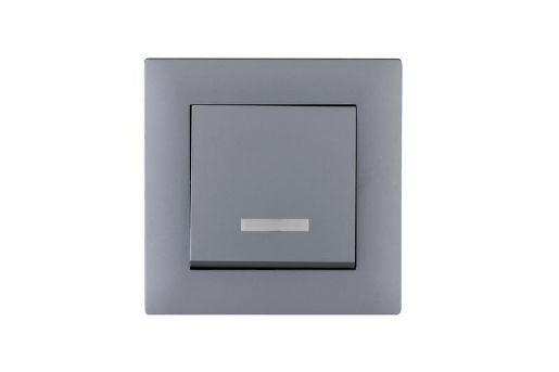 Изображение Выключатель 1-клав. с подсветкой Karea RIZZ STAR сер. Makel 88065021