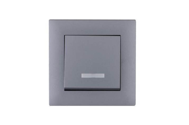 Изображение Выключатель 1-клав. с подсветкой Karea RIZZ STAR сер. Makel 88065021