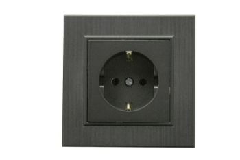 Изображение Розетка 1-м Karea LINE STAR с заземл. дым. металлик Makel 86050028