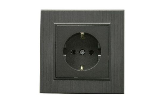 Изображение Розетка 1-м Karea LINE STAR с заземл. дым. металлик Makel 86050028