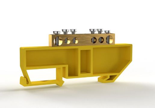 Изображение Шина PE "земля" на DIN-изоляторе 6х9мм 6 отвер. латунь TOKOV ELECTRIC TKE-BCB-69-6-DIN/PE