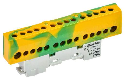 Изображение Шина PE "земля" изол. на универс. держ. 8х12-12-ЖЗ TEKFOR IEK TF-NN20-12-KL-K52