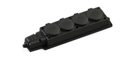Изображение Колодка удлинителя 4-м MultiSet 16А 250В IP44 с заземл. каучук черн. SE MST4104BK