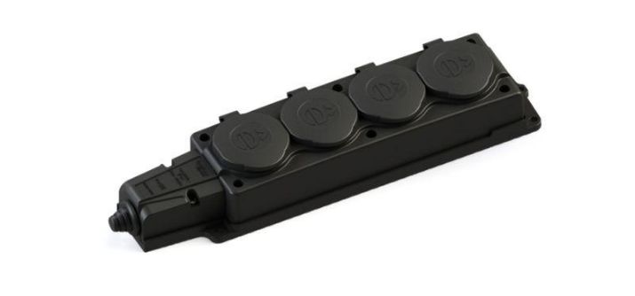 Изображение Колодка удлинителя 4-м MultiSet 16А 250В IP44 с заземл. каучук черн. SE MST4104BK