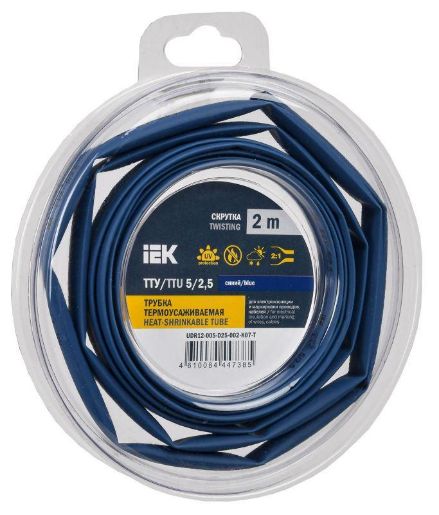 Изображение Трубка термоусадочная ТТУ нг-LS 5/2.5 син. (уп.2м) IEK UDR12-005-D25-002-K07-T
