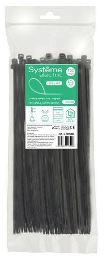 Изображение Стяжка кабельная 370х4.8 черн. (уп.100шт) SE IMT37048B