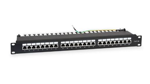 Изображение Патч-панель 19дюйм 1U кат.5E полн. экранир. 24 порта RJ45 Dual IDC WR-PL-24-C5E-SH-D черн. WRline 505210