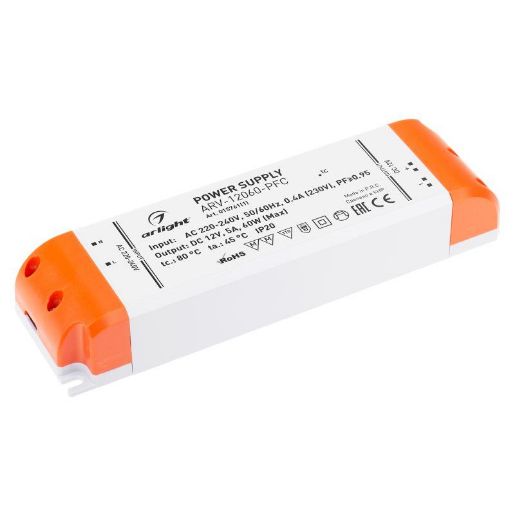 Изображение Блок питания ARV-12060-PFC 12В 5А 60Вт IP20 пластик Arlight 015761(1)